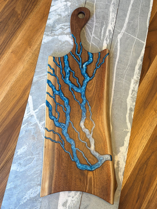 Unique Black Walnut Charcuterie Board – Epoxy Accent