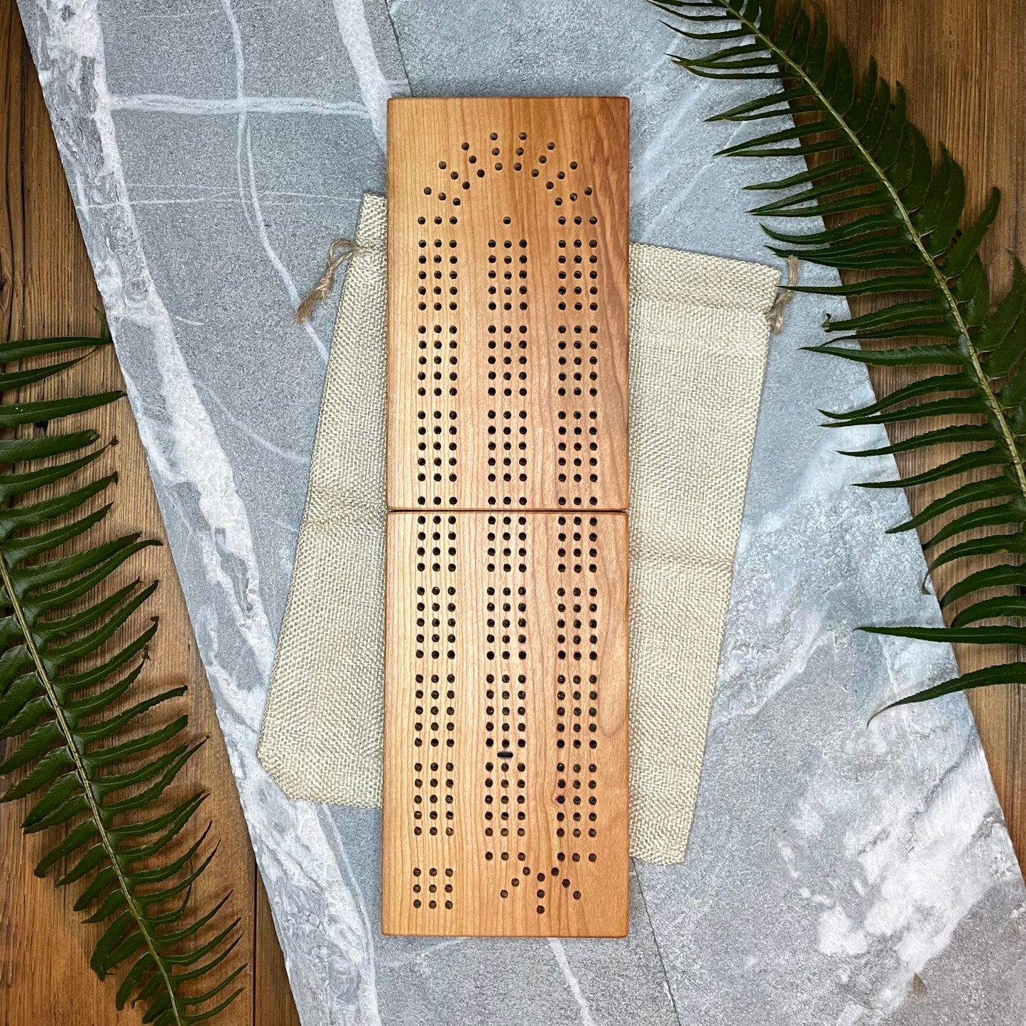 Cherry Folding Cribbage Board: Travel Edition