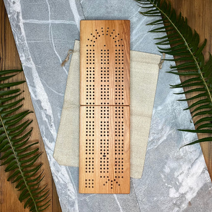 Cherry Folding Cribbage Board: Travel Edition