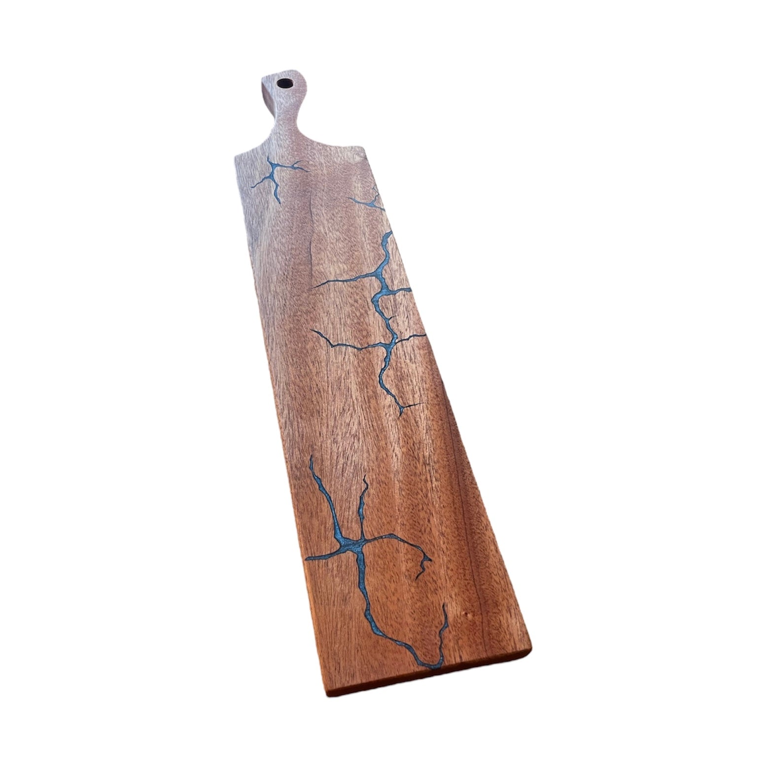 Mahogany Blue Epoxy Charcuterie Board with Chef's Handle