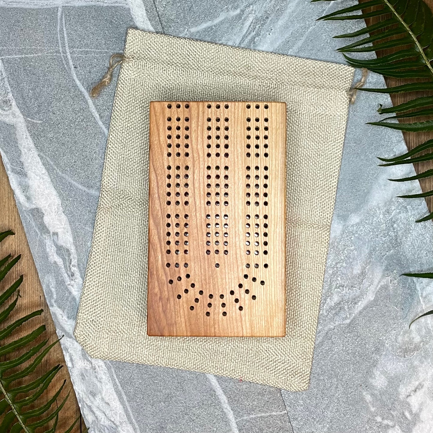 Cherry Folding Cribbage Board: Travel Edition