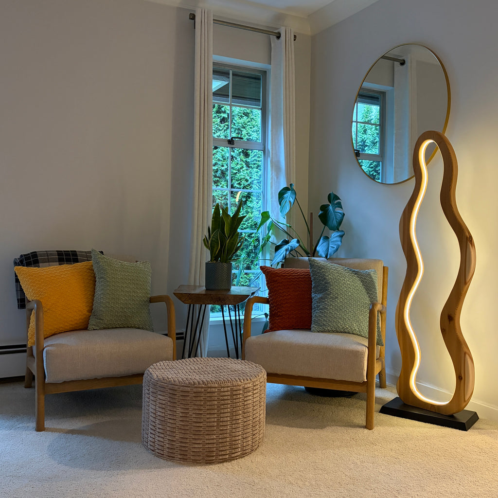 Western Red Cedar Floor Lamp – 54” Tall Dimmable LED Wooden Light
