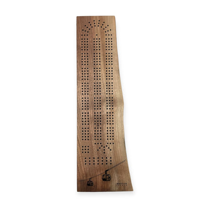 Dark Walnut Whistler Gondola Engraved Cribbage Board