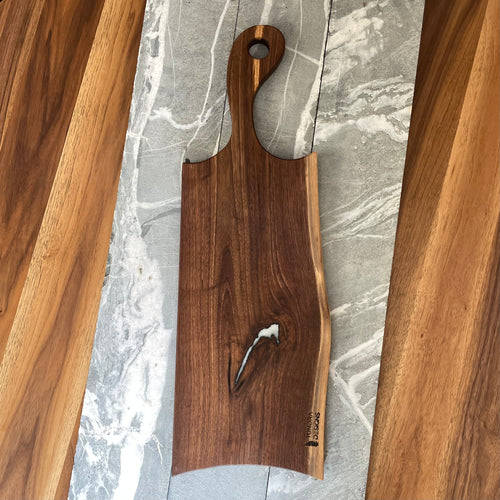 Black Walnut Live Edge Board with Lightning Epoxy