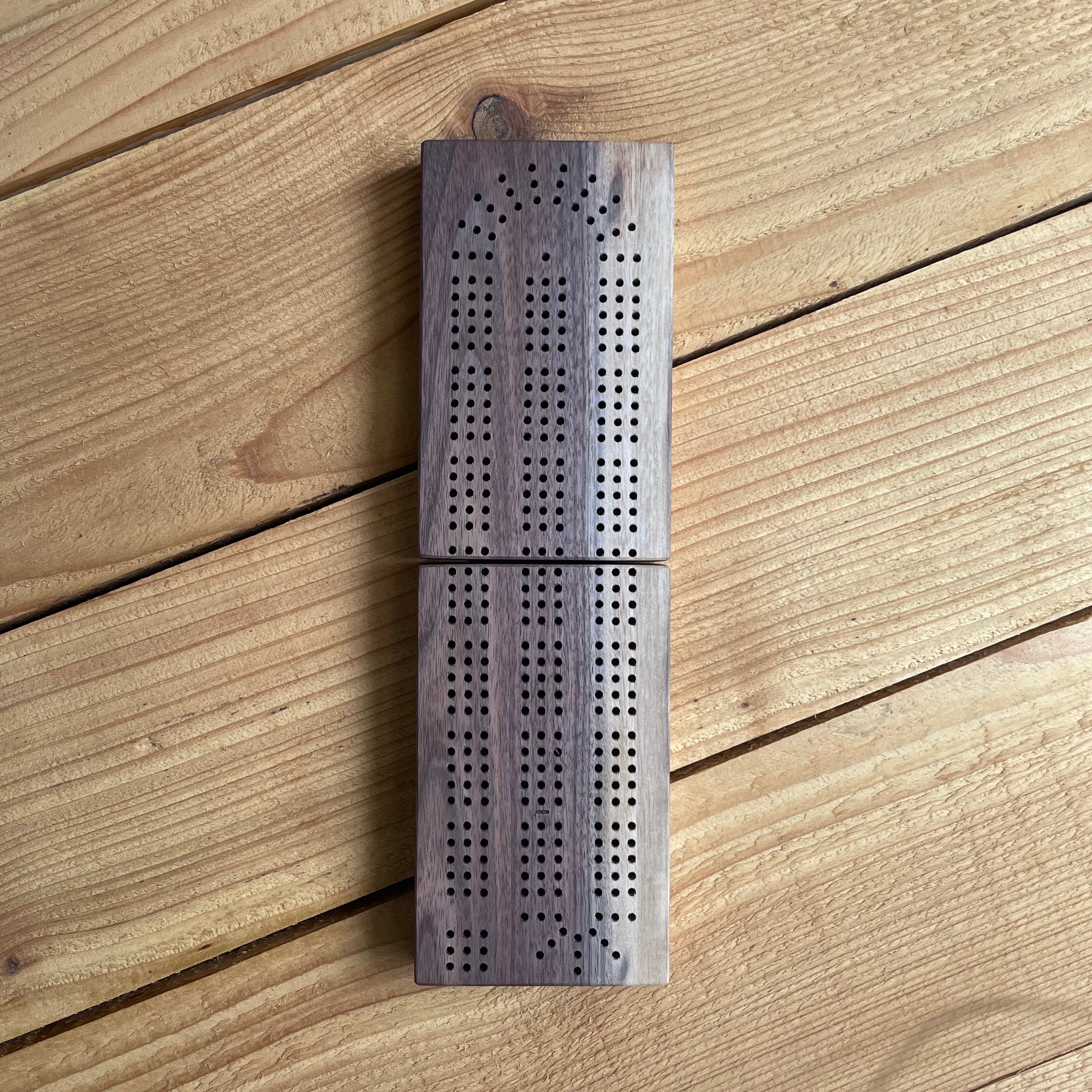 Folding Travel Dark Walnut Cribbage Board