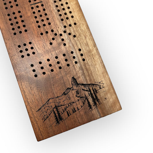 Dark Walnut Cribbage Board (Black Tusk)