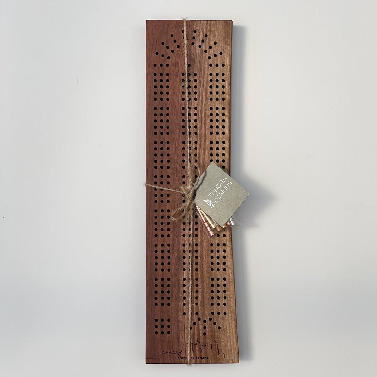 Walnut Cribbage Board (Vancouver Skyline)