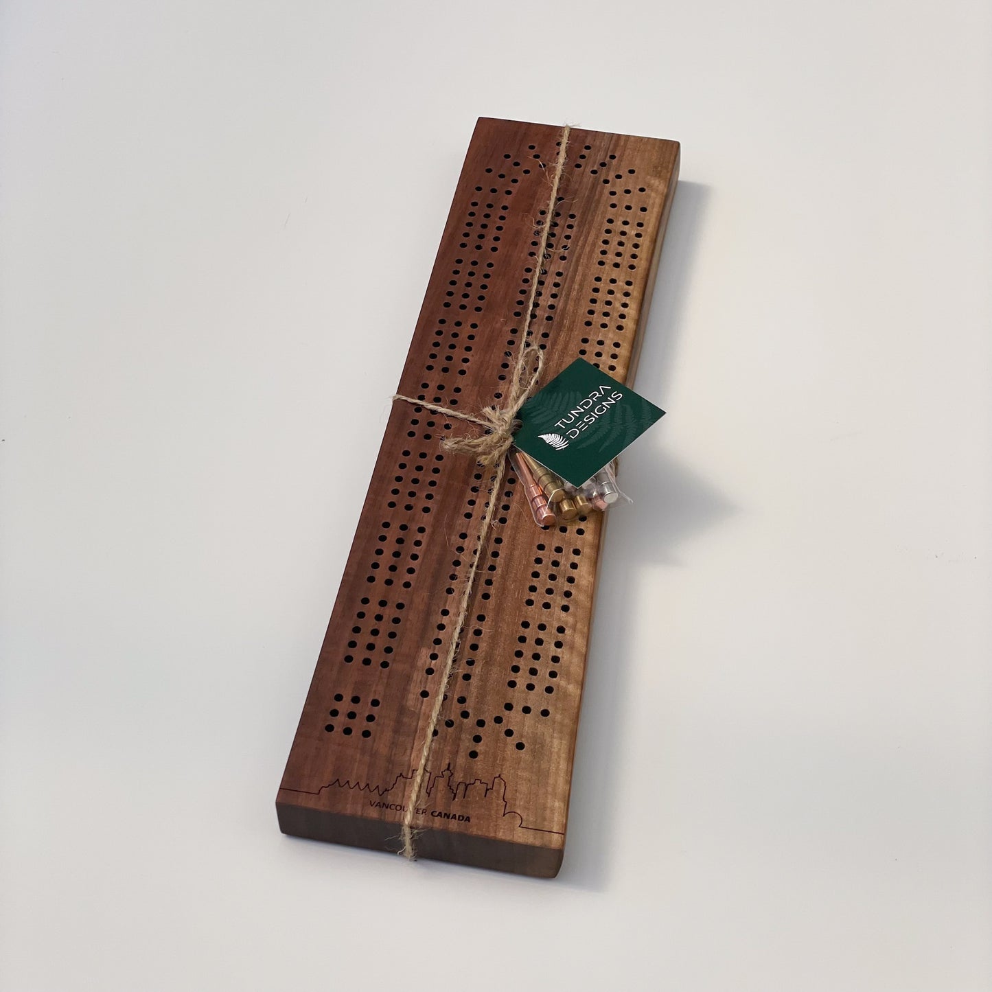 Walnut Cribbage Board (Vancouver Skyline)