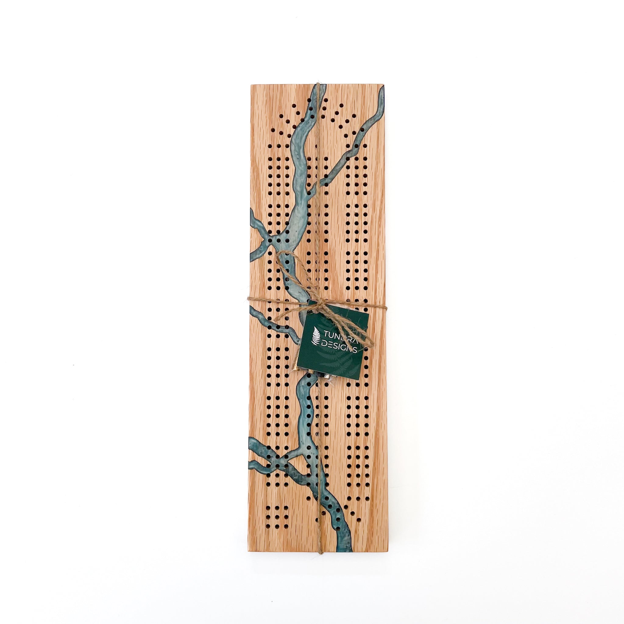 Oak Cribbage Board with Epoxy
