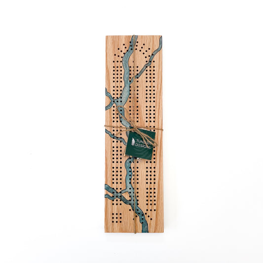 Oak Cribbage Board with Epoxy