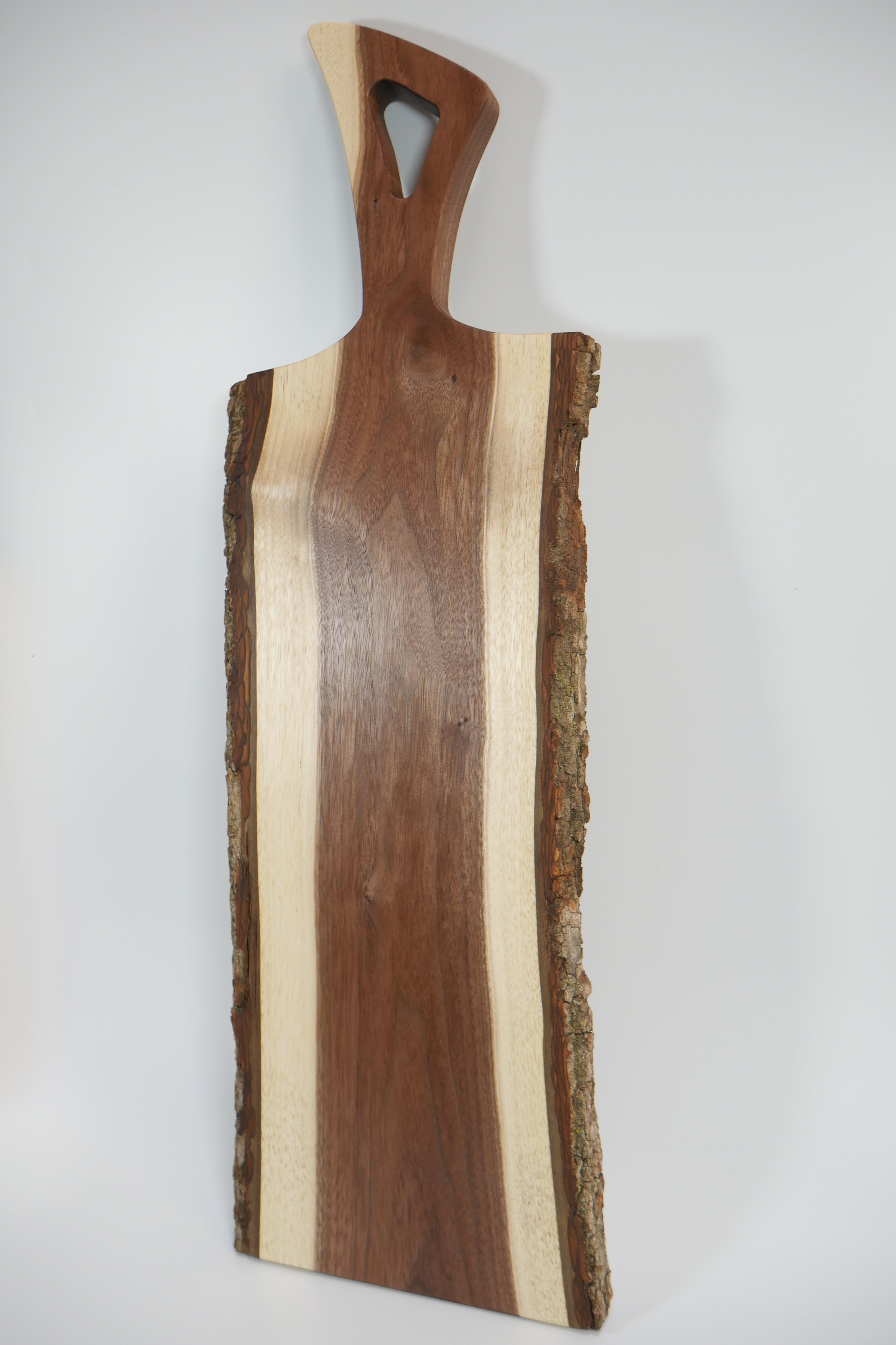 Live Edge Dark Walnut Charcuterie Board with Aviator Handle