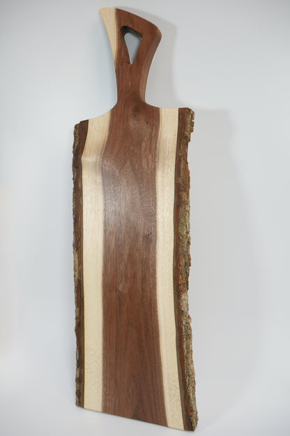 Live Edge Dark Walnut Charcuterie Board with Aviator Handle