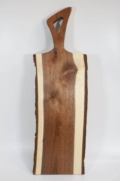 Live Edge Dark Walnut Charcuterie Board with Aviator Handle