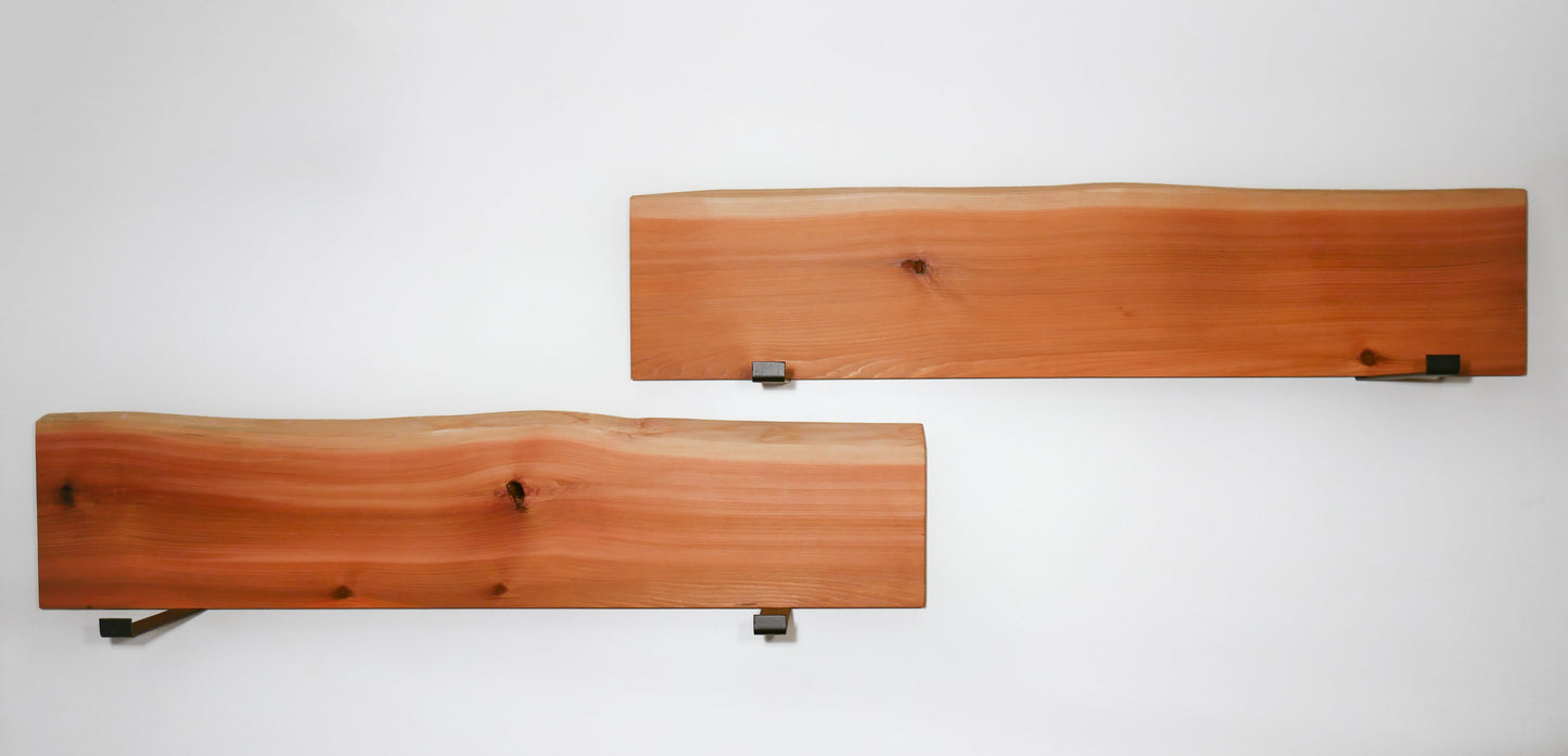 Handcrafted Cedar Live Edge Custom Shelves by Tundra Designs in Vancouver.